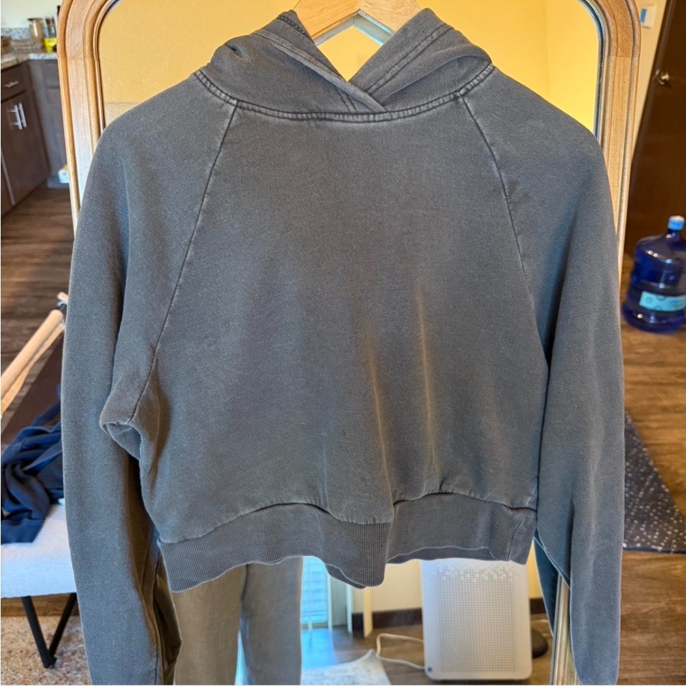 Faded Black Cropped Hoodie
